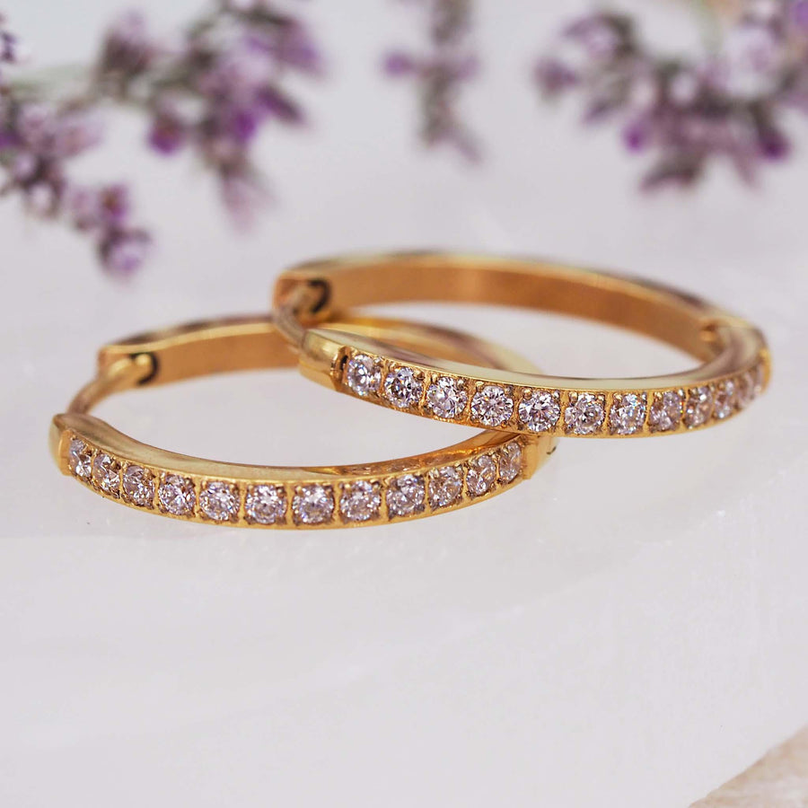 Sparkle gold hoop Earrings - womens gold waterproof jewellery
