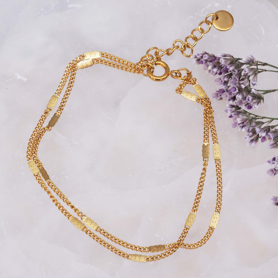 Double Chain gold Bracelet - womens gold waterproof jewellery - Australian jewellery brand