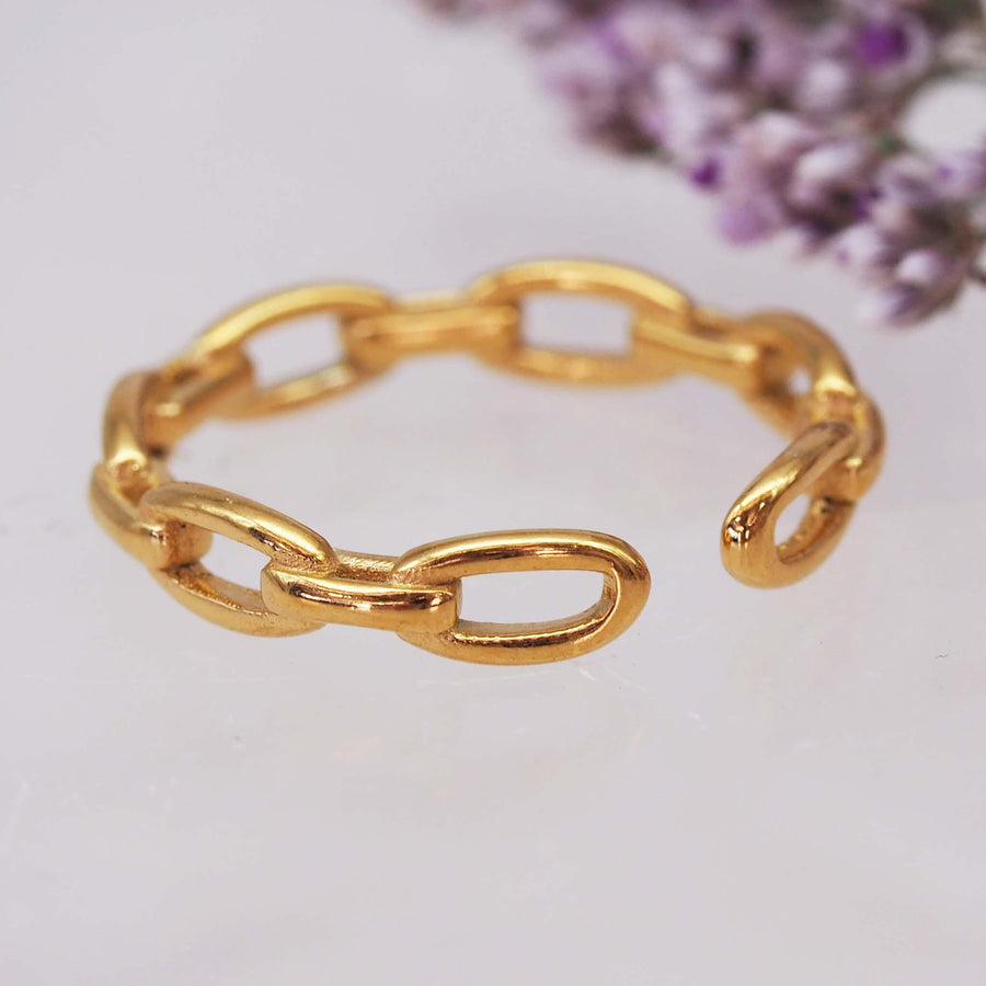 Gold Link Ring - womens waterproof jewellery - Australian jewellery brand online