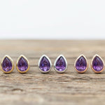 February Birthstone earrings in rose gold, silver and gold as meaningful february birthstone jewellery gifts for her