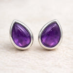 Sterling Silver february birthstone earrings with natural amethyst gemstones as february birthstone jewellery gift for her