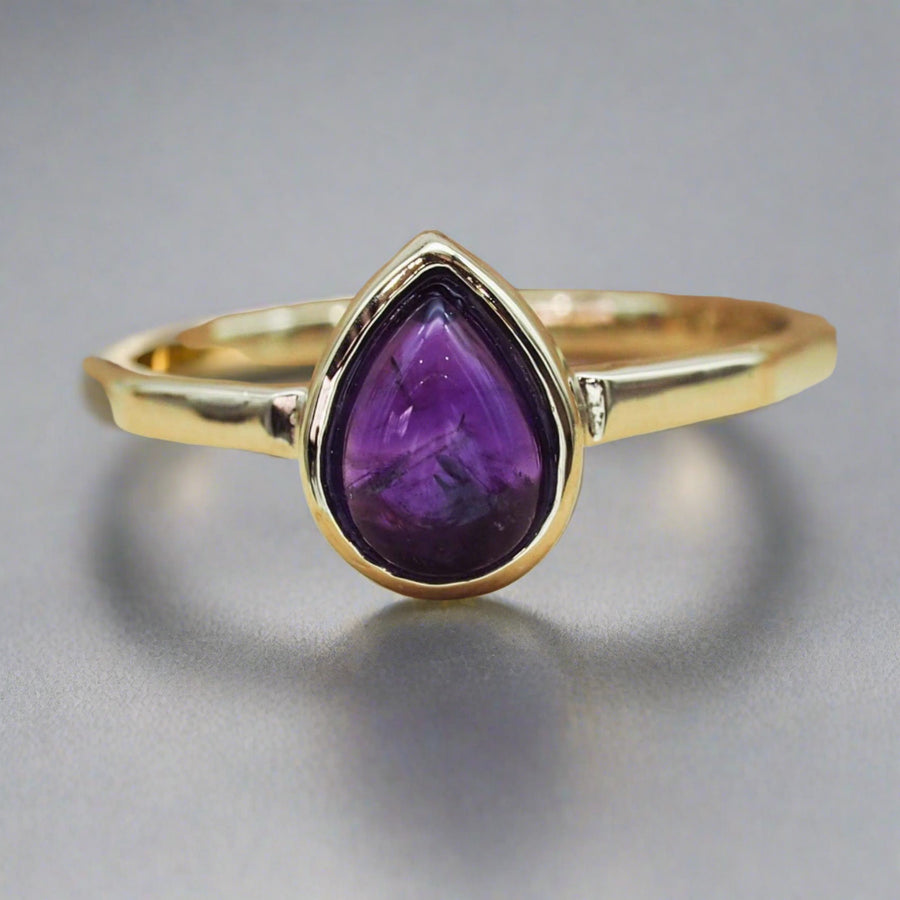 February Birthstone Ring - Gold Amethyst Ring - February Birthstone Jewellery Australia