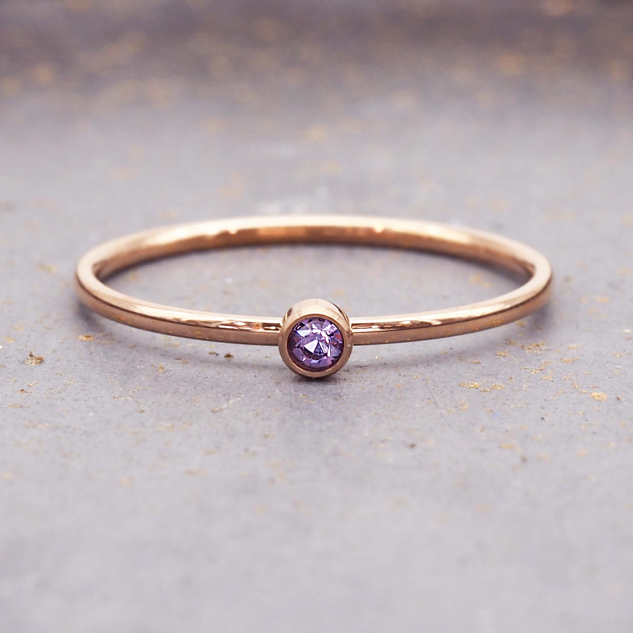 February rose gold stacker ring