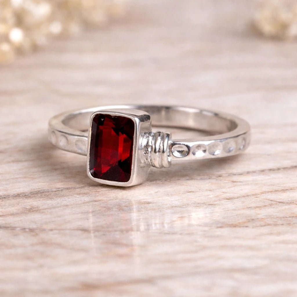 Garnet Ring Emerald Cut