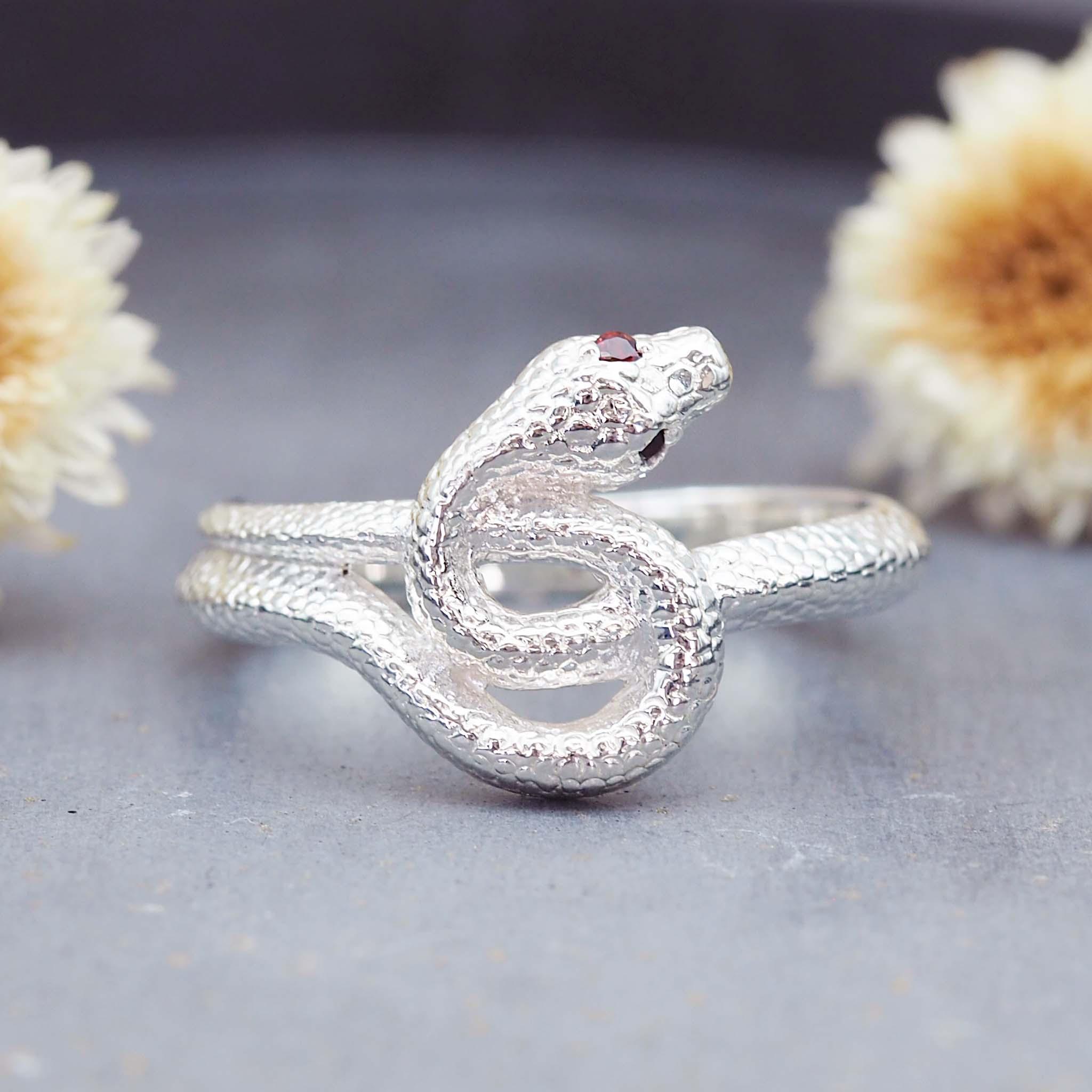 Sterling silver Medusa Garnet Ring - boho jewellery by Australian jewellery brands indie and harper