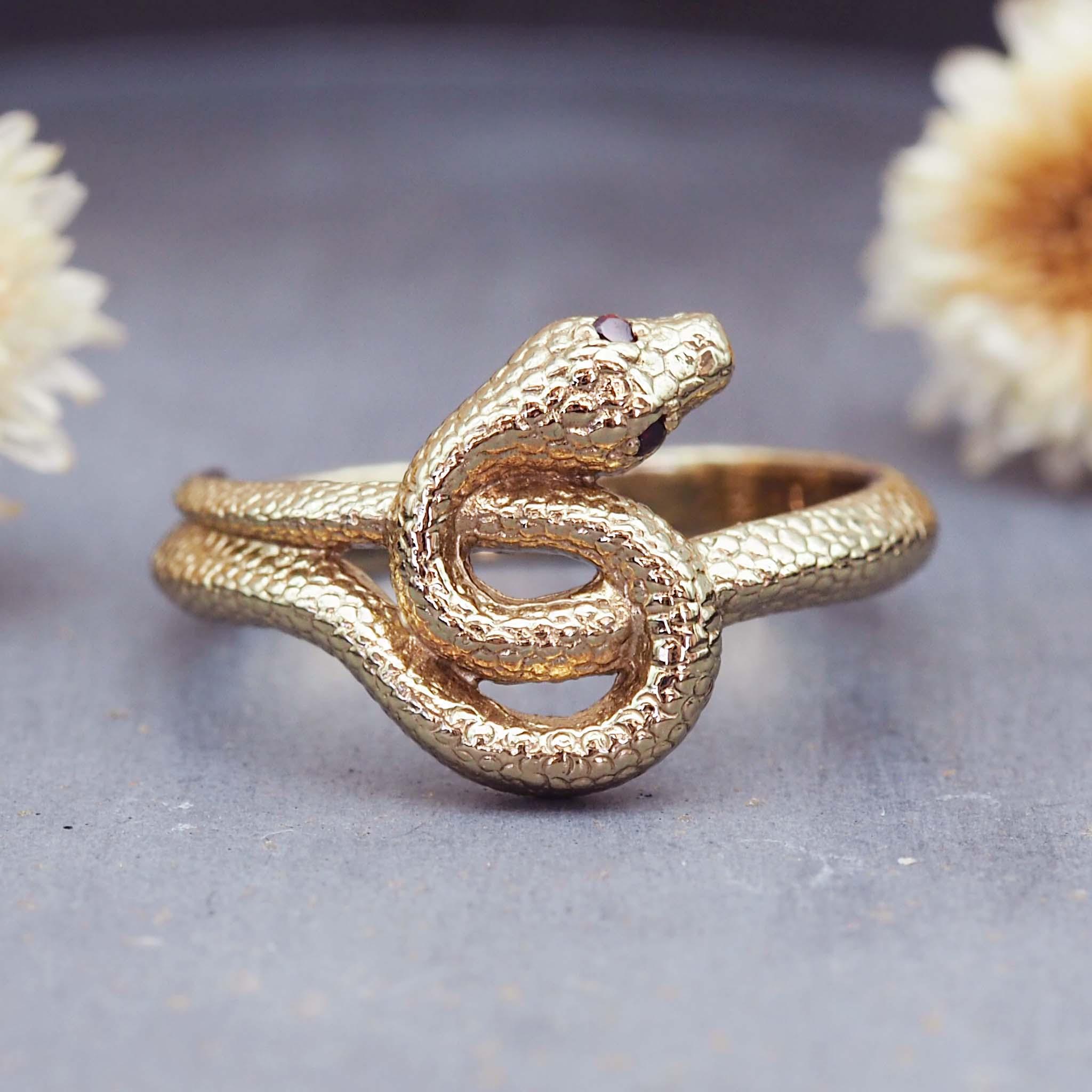 Gold Medusa Garnet Ring - boho jewellery by Australian jewellery brands indie and harper