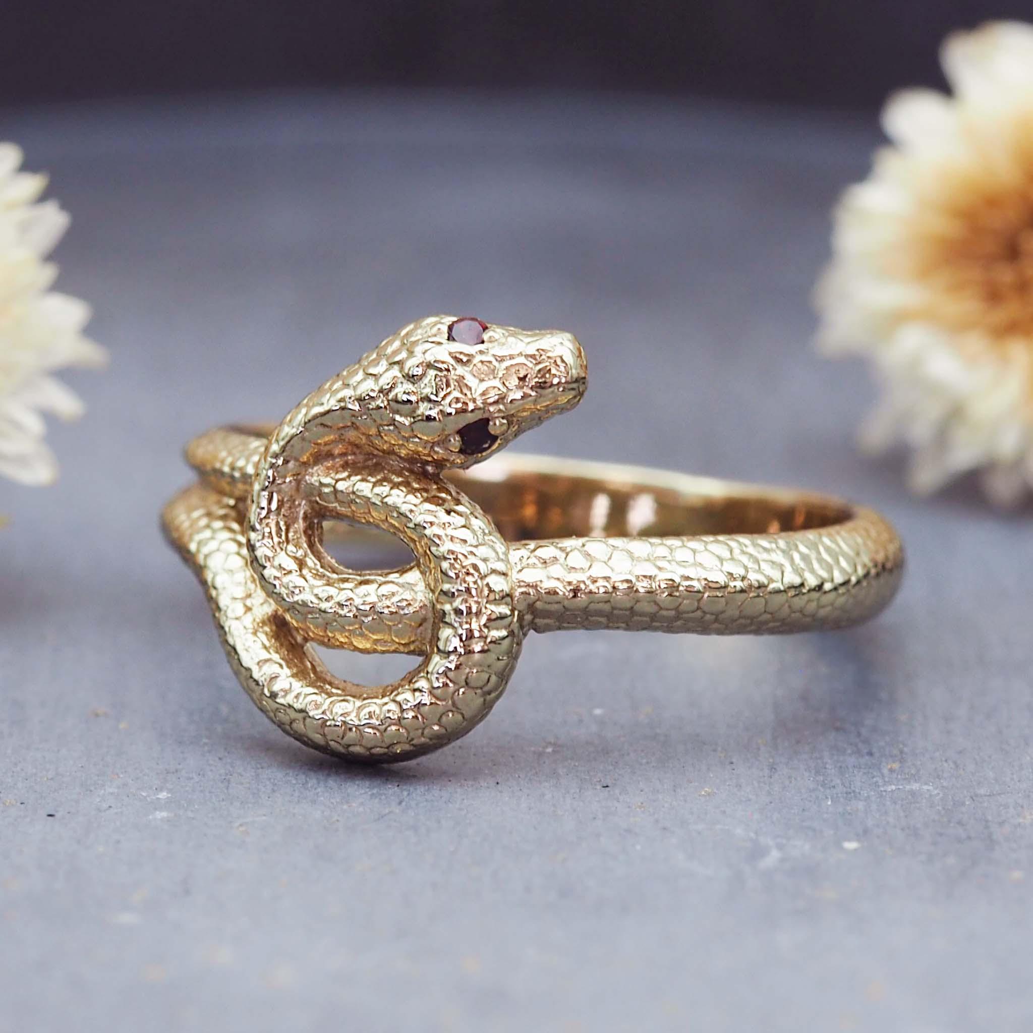 Gold Medusa Garnet Ring - boho jewellery by Australian jewellery brands indie and harper