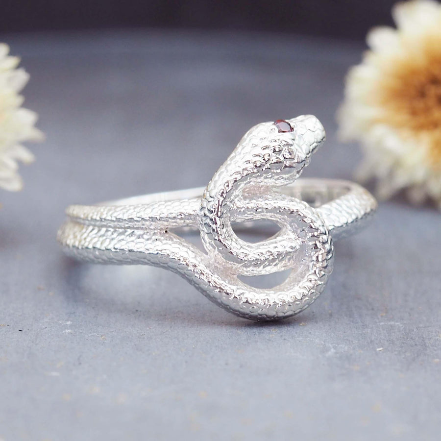 Garnet Medusa Ring - womens jewellery by indie and harper