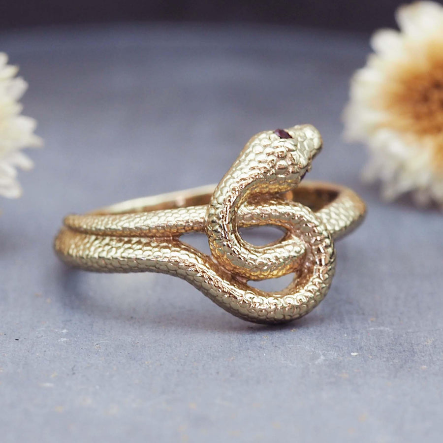 Garnet Medusa Ring - womens jewellery by indie and harper