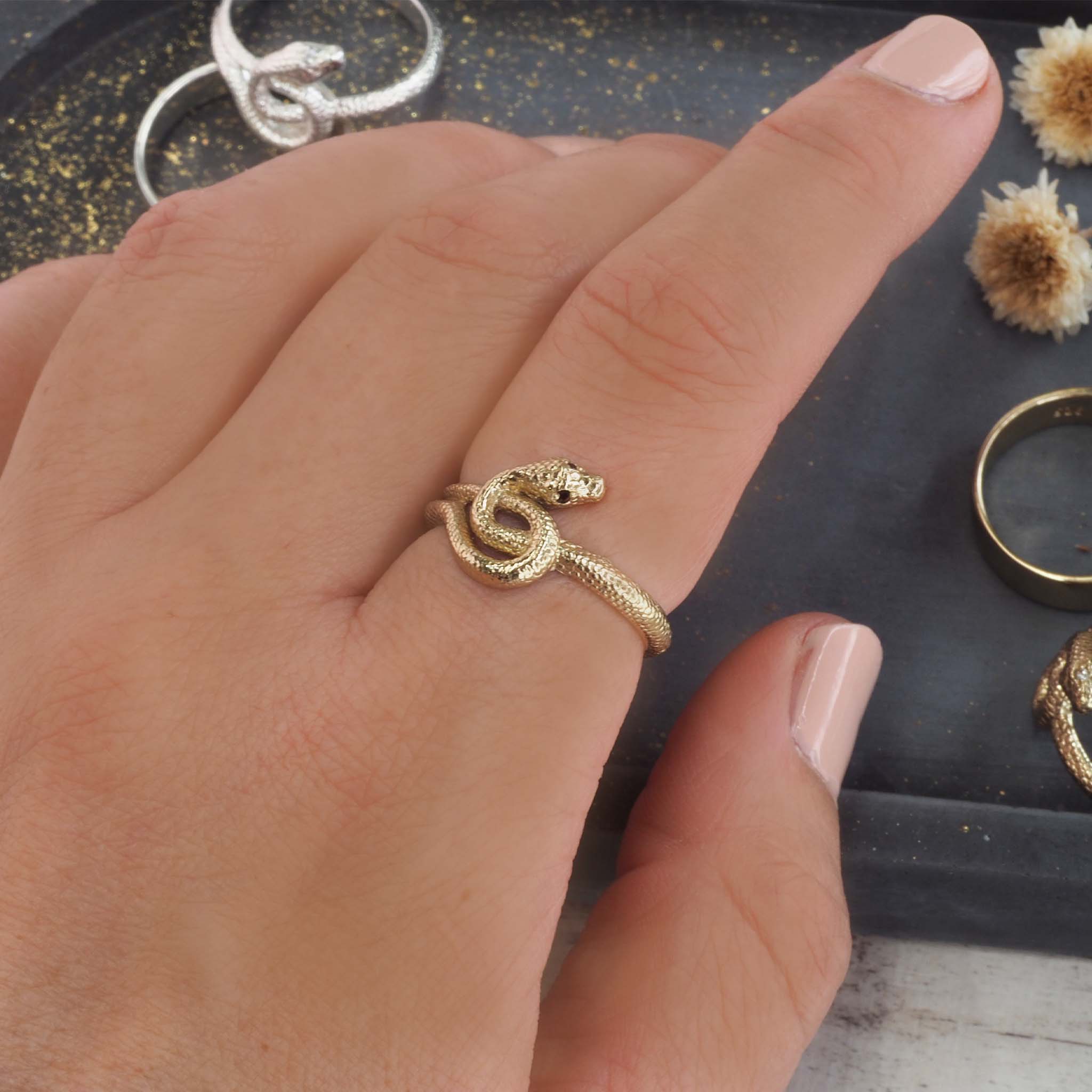 Gold Medusa Garnet Ring - boho jewellery by Australian jewellery brands indie and harper