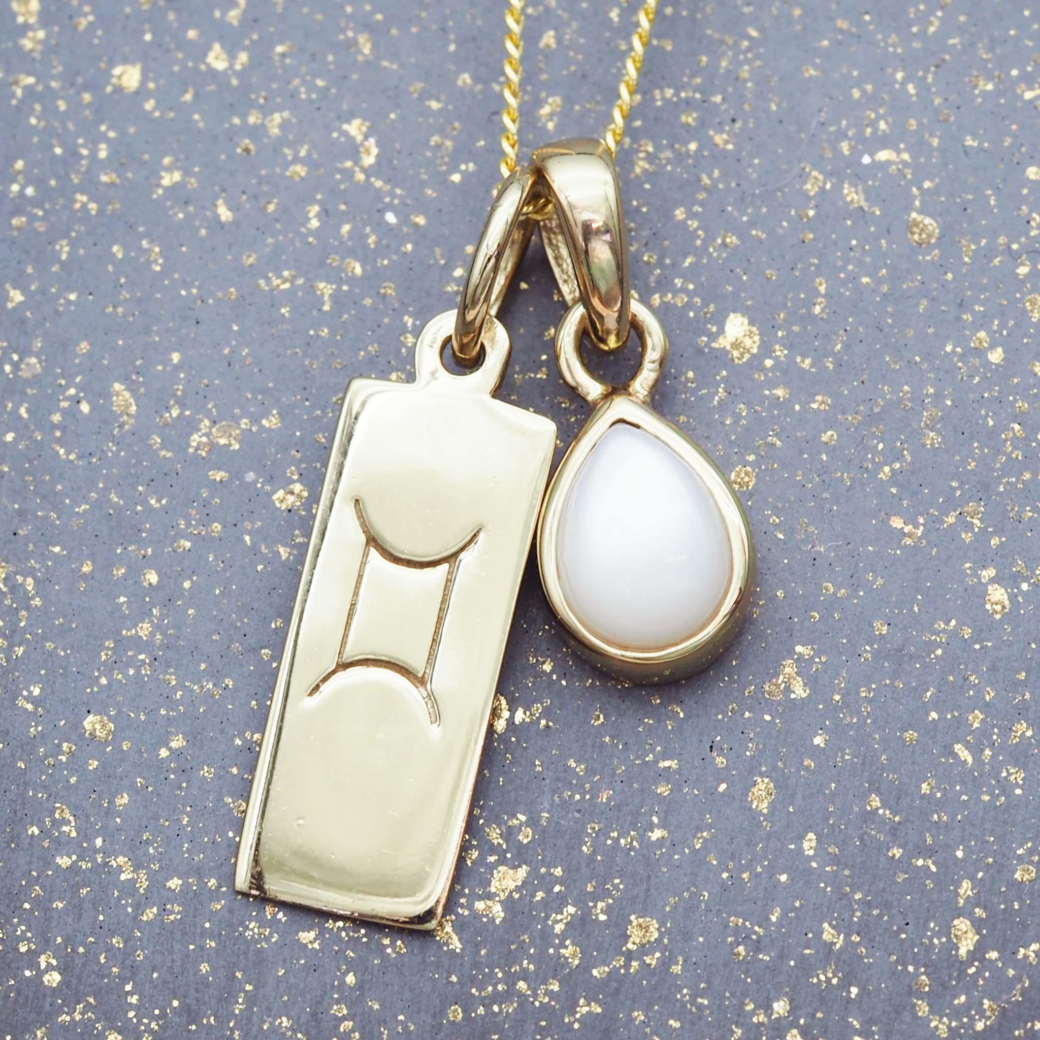 gold Gemini and June Birthstone necklace by indie and harper australia