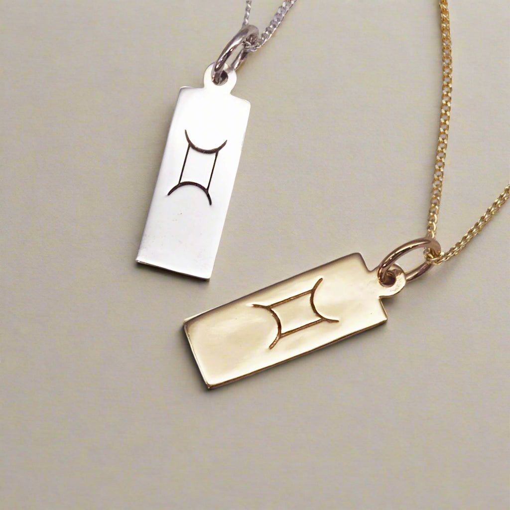 gemini zodiac necklaces in Silver and gold 
