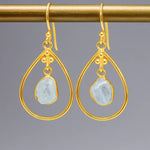 gold raw aquamarine earrings by indie and harper jewellery australia