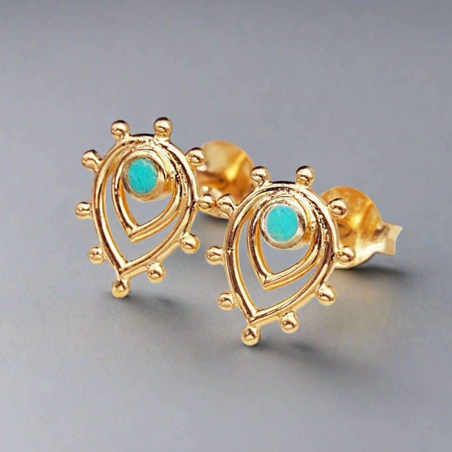 gold turquoise earrrings - womens gold turquoise jewellery