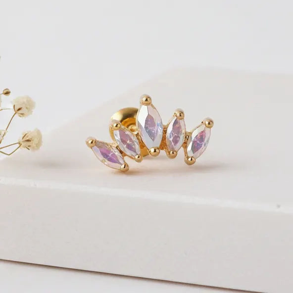 gold celestial marquise crystal stud earring by indie and harper