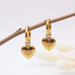 waterproof stainless steel gold evil eye heart charm huggie earrings hanging