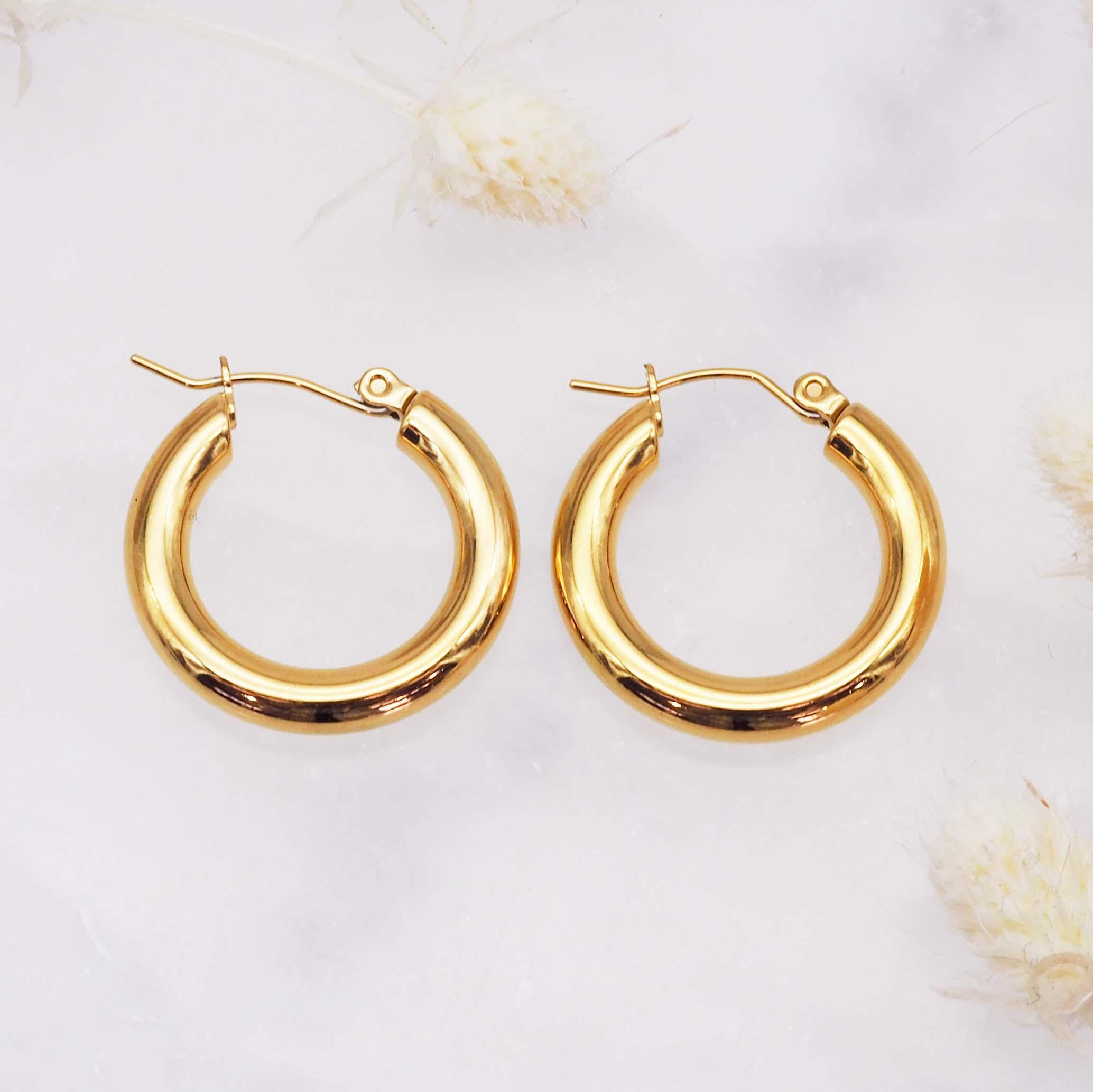 gold Hoop Earrings - waterproof gold jewellery