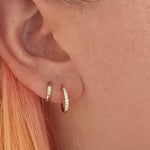 waterproof stainless steel pavé gold huggie hoop earrings worn