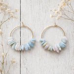 Gold hoop earrings with morganite stones