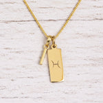 gold initial c pendant and pisces zodiac star sign pendant on a fine gold chain