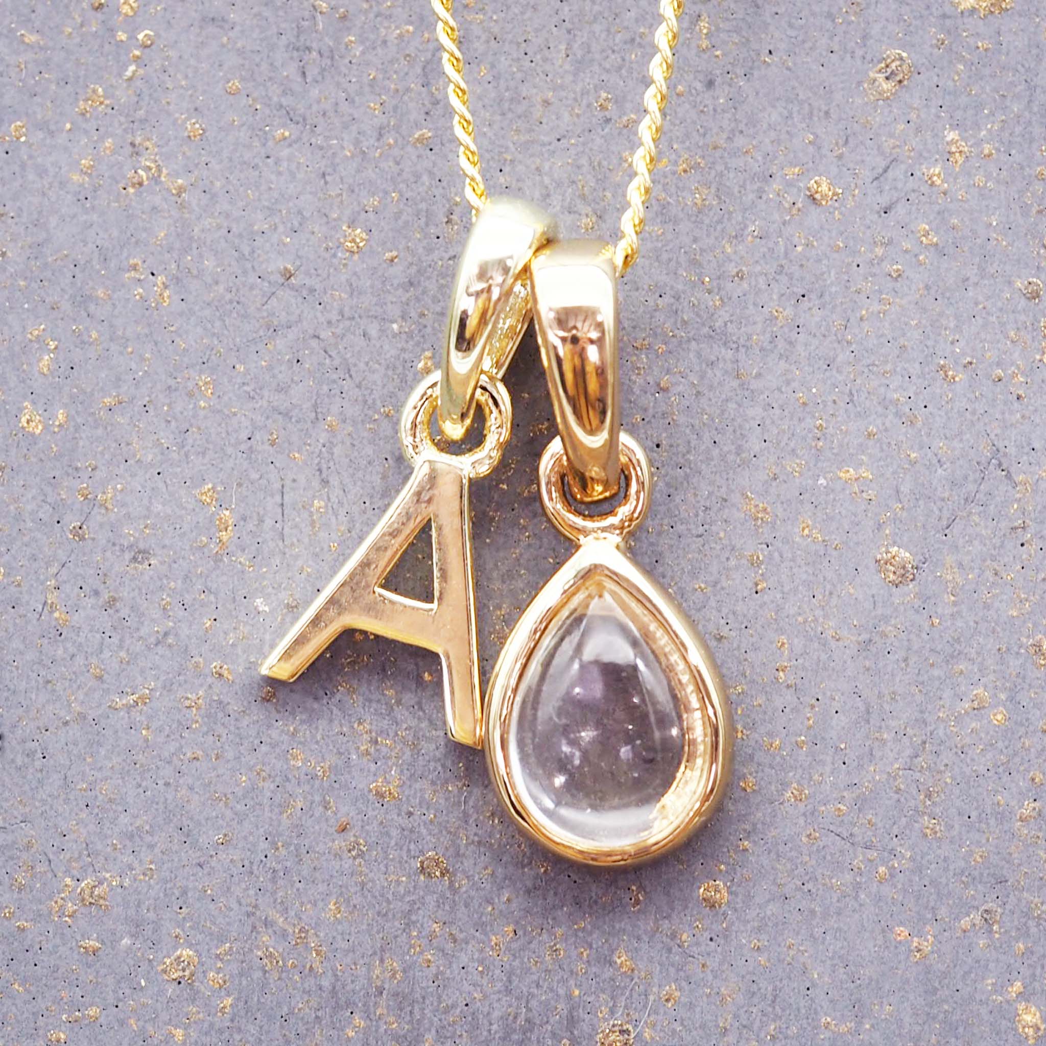 Gold Initial Necklace and April Birthstone Necklace by Indie and Harper