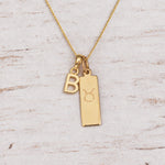 Gold Initial and Taurus Zodiac Necklace with letter B pendant