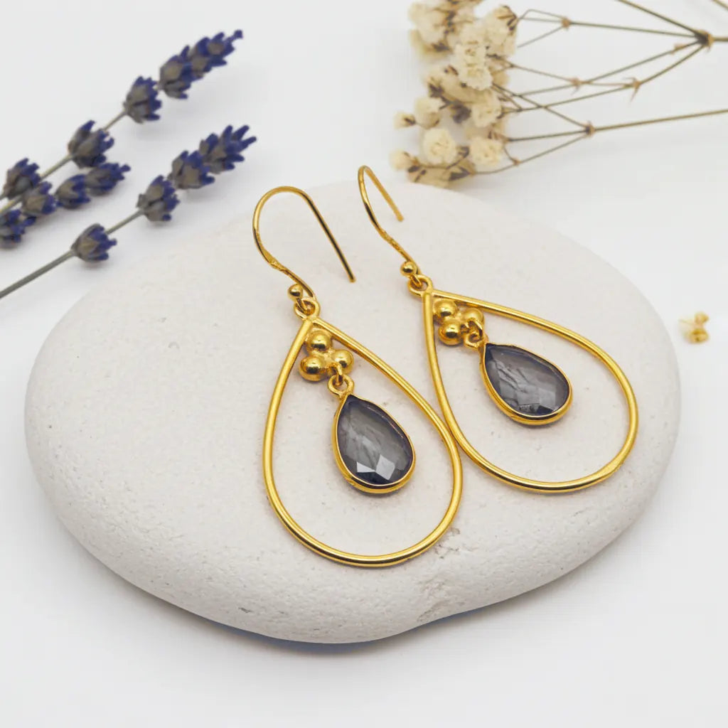 gold labradorite earrings by indie and harper jewellery australia