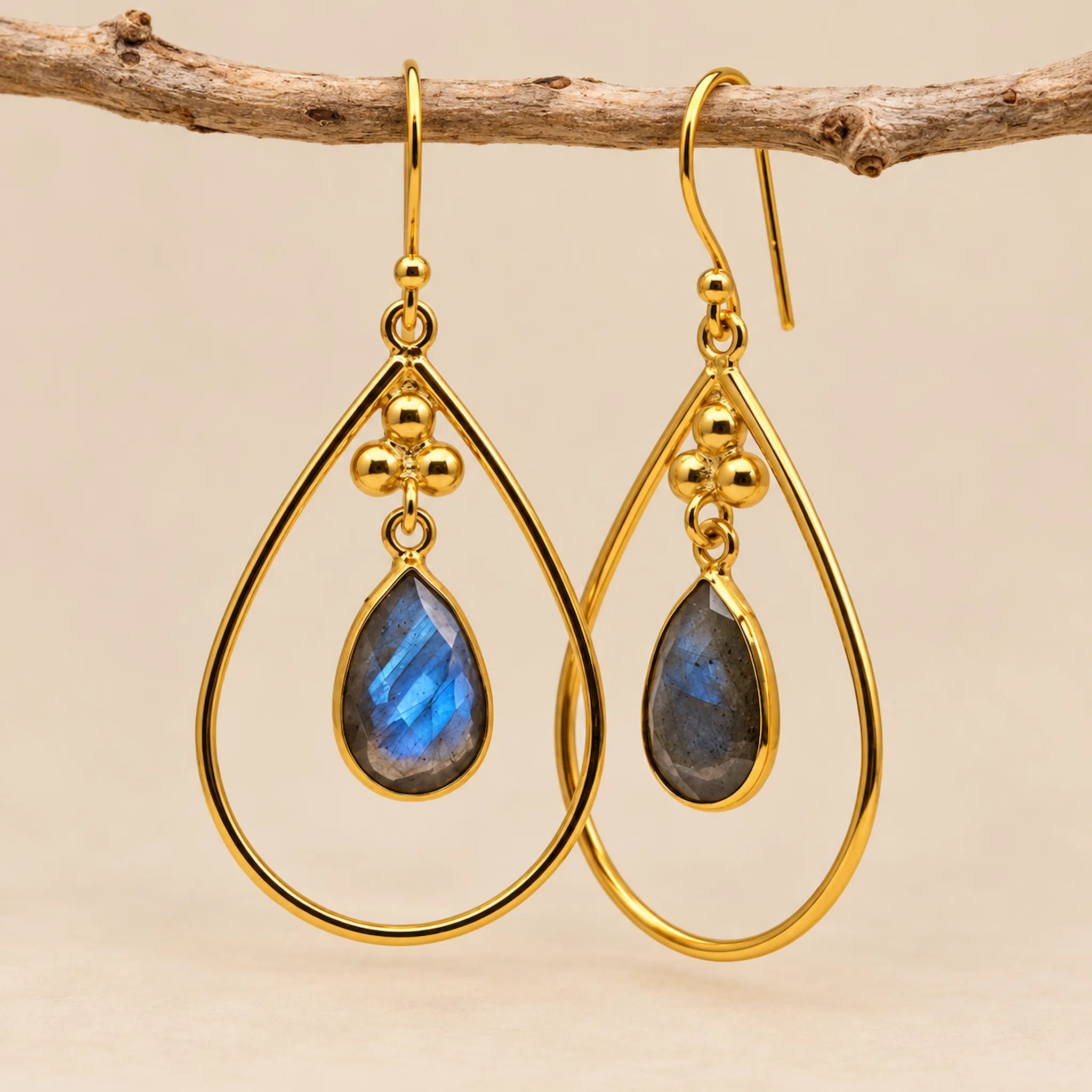 gold labradorite earrings by indie and harper jewellery australia