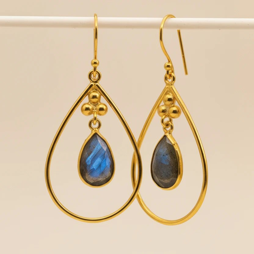 gold labradorite earrings by indie and harper jewellery australia