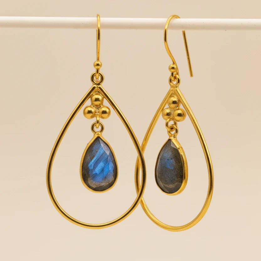 gold labradorite earrings by indie and harper jewellery australia