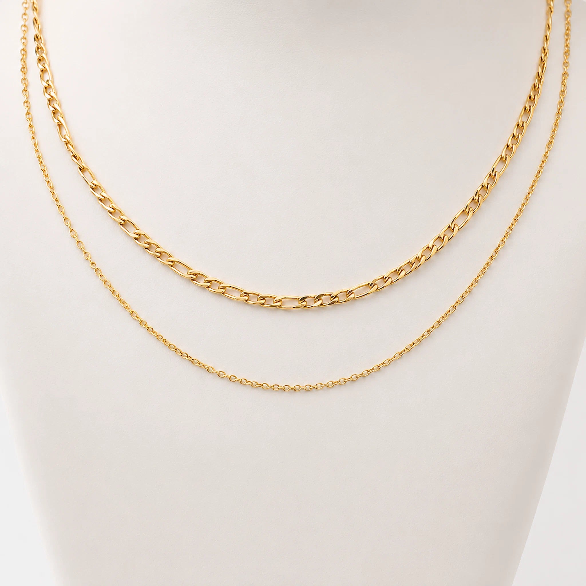 gold double chain layered necklace