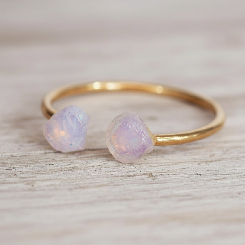 Gold Raw Opal Ring - womens raw opal jewellery australia - australian jewellery brand inddie and harper