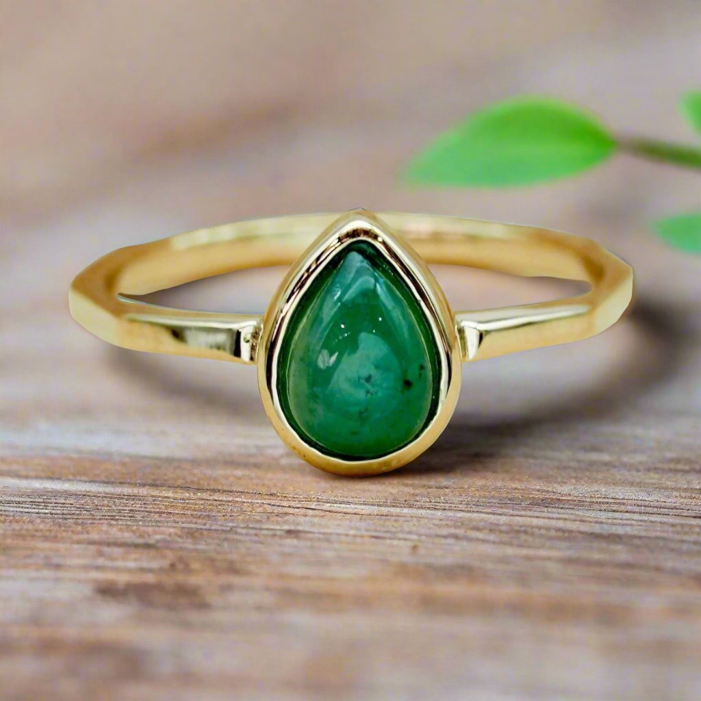 gold May birthstone emerald ring by indie and Harper australia