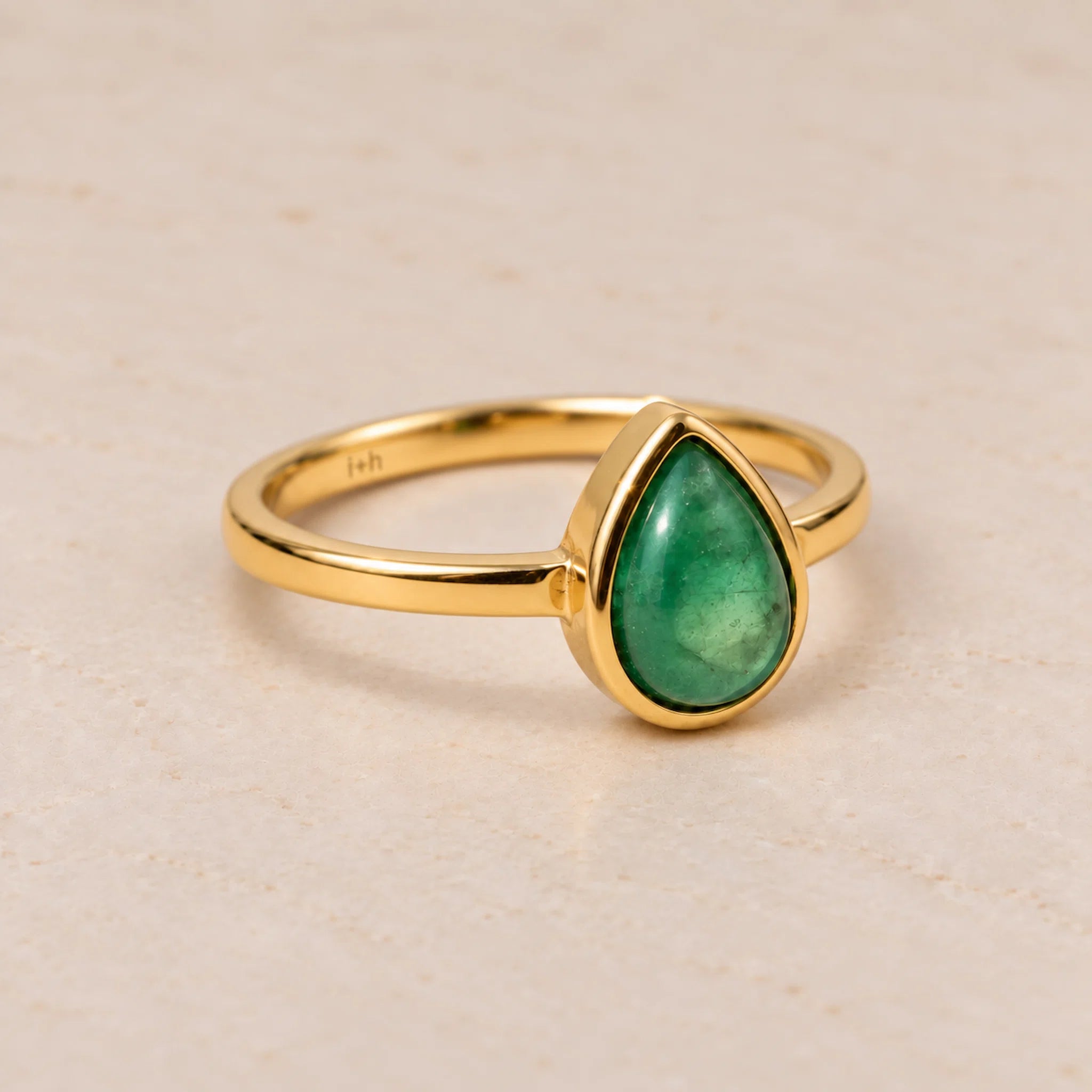 Gold may birthstone ring with natural emerald gemstone as a meaningful may birthstone jewellery gift for her