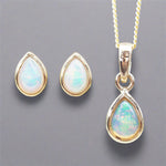 Gold October Birthstone opal earrings and opal necklace by australian jewellery brand indie and harper