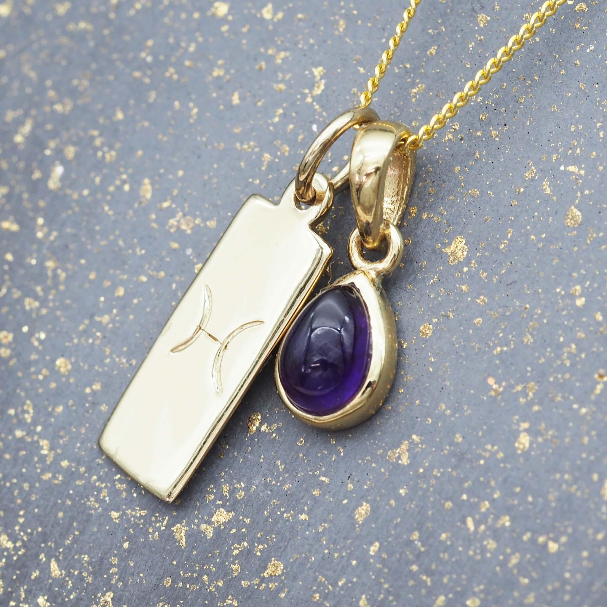 Gold Pisces and February Birthstone amethyst Necklace - indie and harper australia