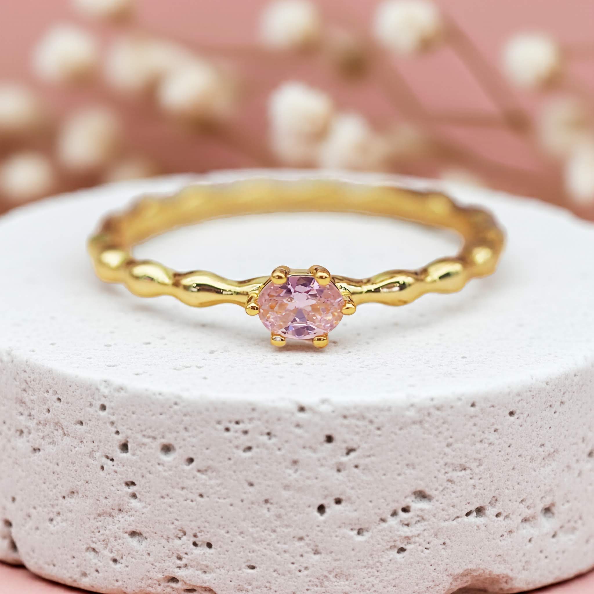 dainty gold rose quartz ring - womens boho jewellery australia by indie and harper