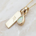 Gold Scorpio Zodiac Necklace with October Birthstone natural opal pendant