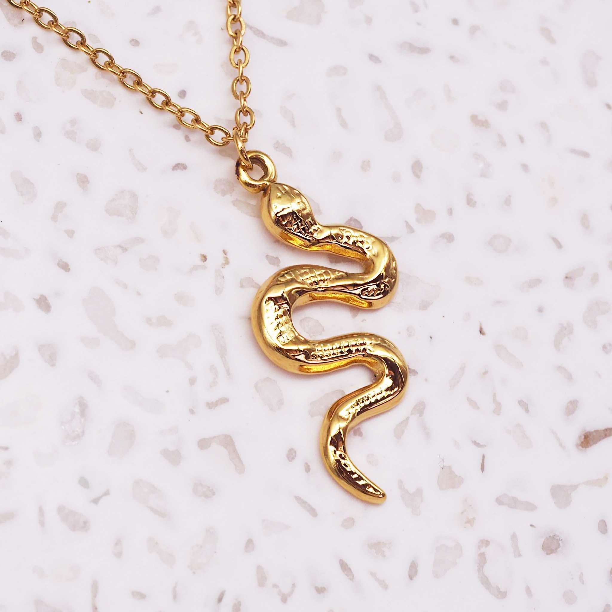 gold serpent necklace - gold waterproof jewellery by indie and Harper australia