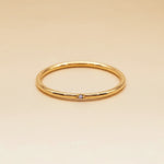 minimalist waterproof gold stacker ring with dainty Cubic zirconia 
