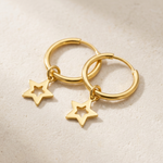 Gold Star Hoop Earrings hero image