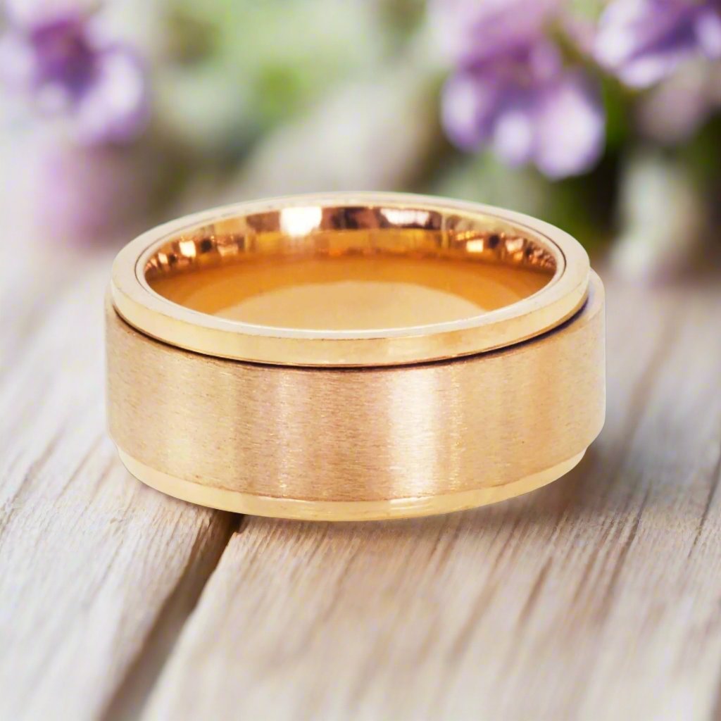 gold titanium meditation spinning Ring - by waterproof jewellery brand indie and harper