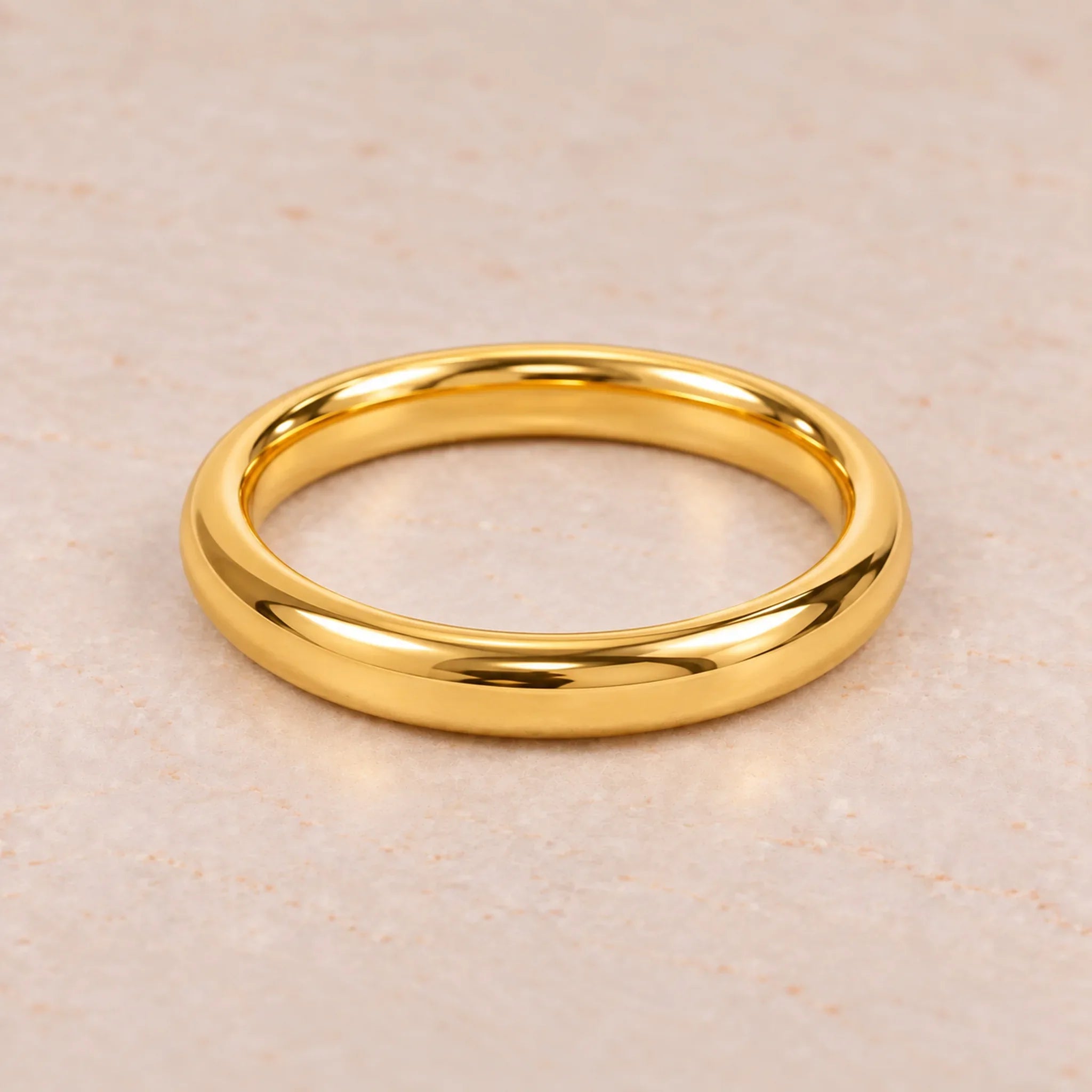 Round 10 mm Gold Waterproof Classic Bangle Bracelet with 61 mm internal diameter, polished 18k gold plated stainless steel