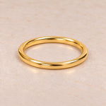 Round 6 mm Gold Waterproof Classic Bangle Bracelet with 61 mm internal diameter, polished 18k gold plated stainless steel