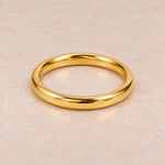 Round 8 mm Gold Waterproof Classic Bangle Bracelet with 61 mm internal diameter, polished 18k gold plated stainless steel