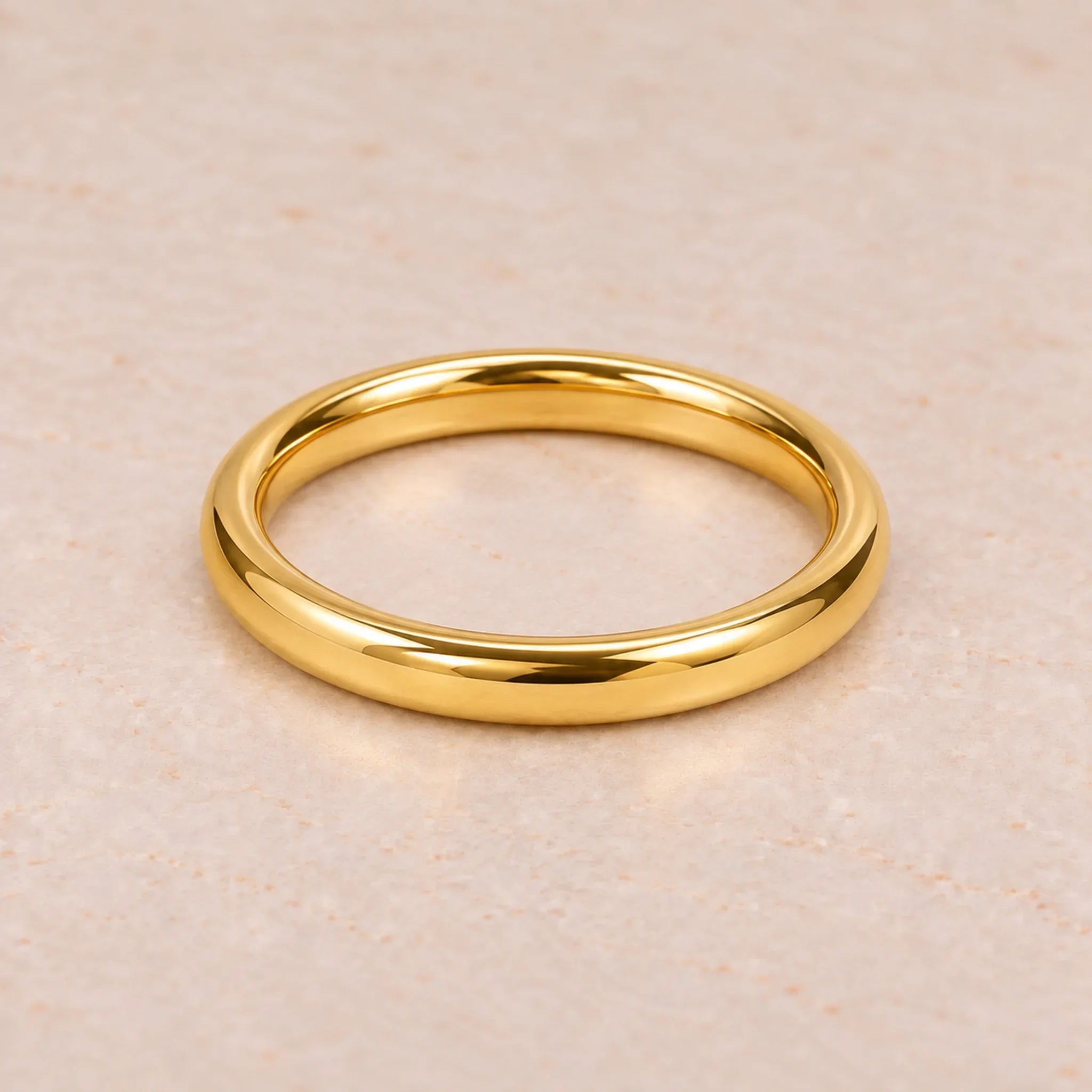 Round 8 mm Gold Waterproof Classic Bangle Bracelet with 61 mm internal diameter, polished 18k gold plated stainless steel