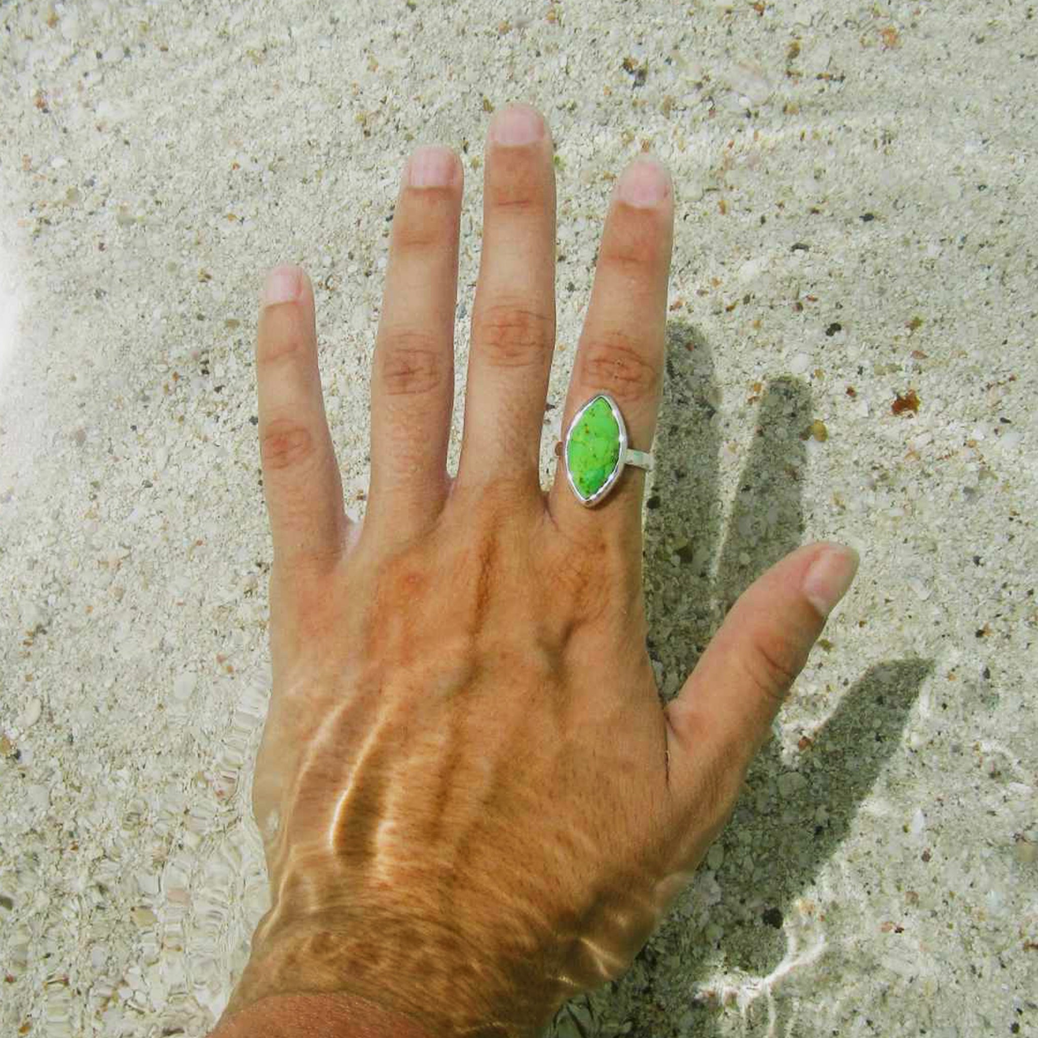 Green turquoise ring - gemstone jewellery by indie and Harper Australia 