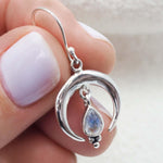 indie and harper sterling silver half moon tear drop Moonstone Earrings