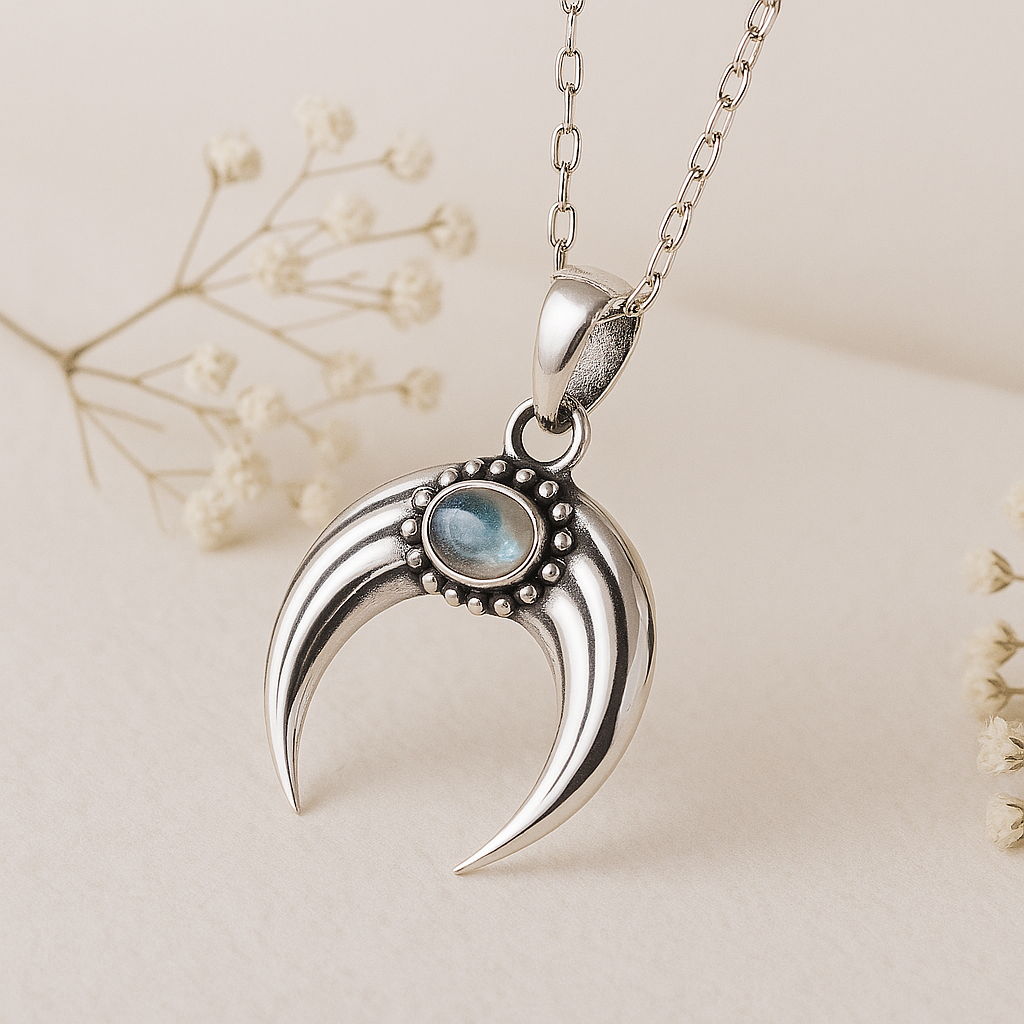 Half Moon Moonstone Necklace – Celestial Jewellery – www