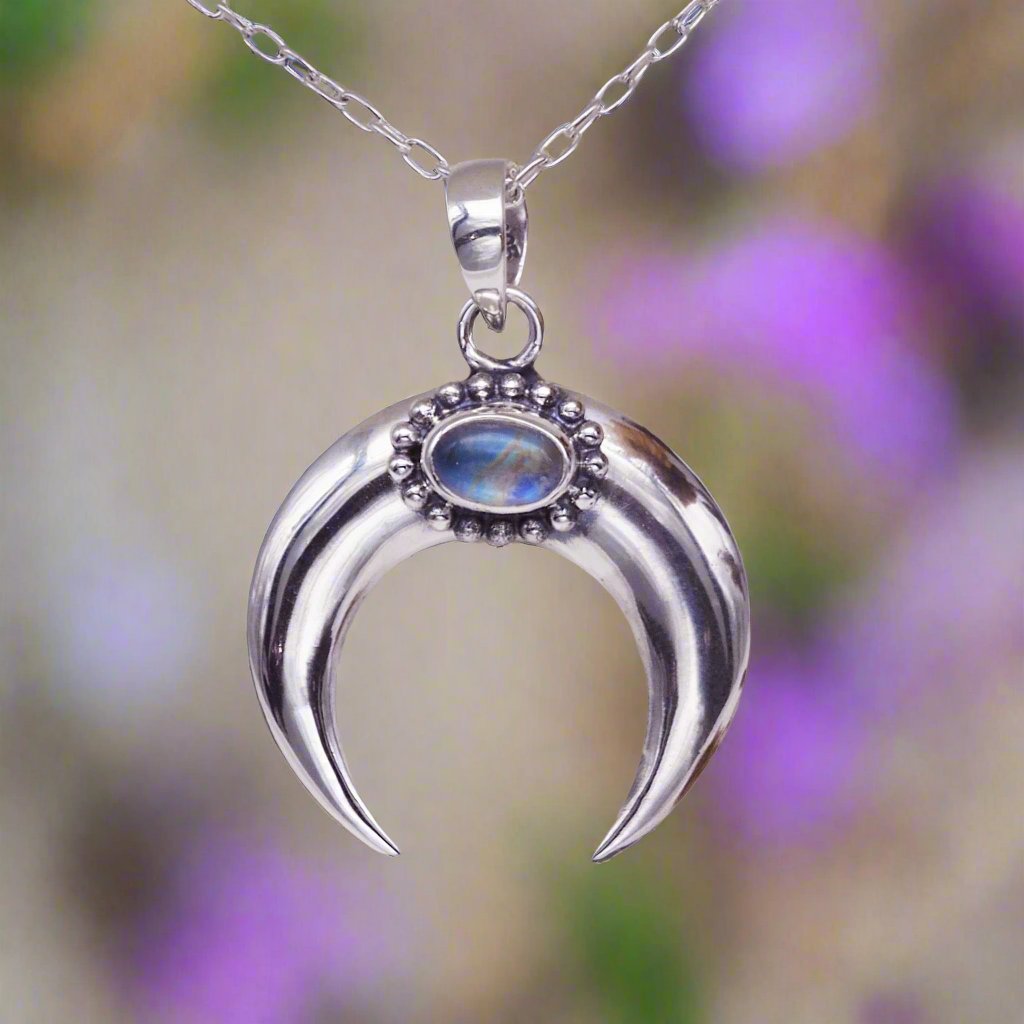 indie and harper sterling Silver Half Moon Moonstone Necklace